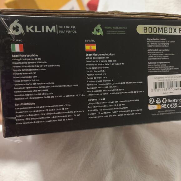 KLIM Boombox E1 - CD Player Portable Audio System, xtra BASS Subwoofer,FM,Remote - Picture 8 of 8